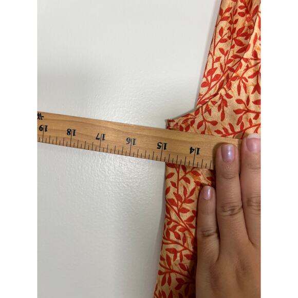 Victorias Secret PJ Set S Tank Top Pants Satin Orange Leaf Vine Pajamas Womens - Picture 4 of 10